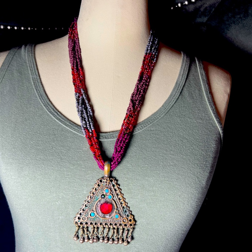 Vintage Natural Stone Statement Necklace